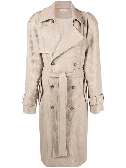 Soria Sequin Silk Trench Coat