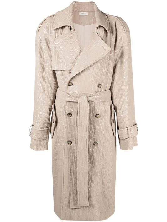 Soria Sequin Silk Trench Coat