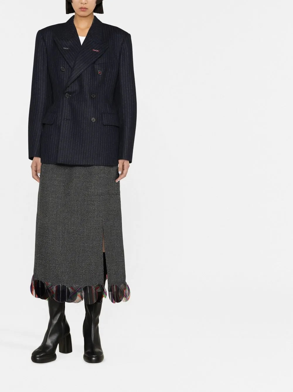 Pinstripe Double-Breasted Wool Blazer