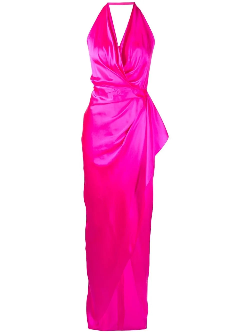 Gathered-Detail Backless Gown