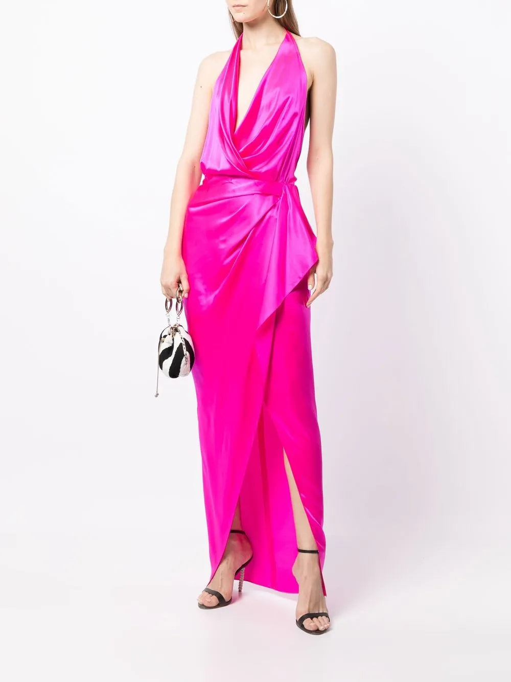 Gathered-Detail Backless Gown
