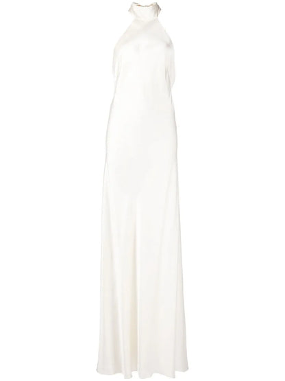 Backless Halter-Neck Tie Gown
