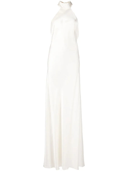 Backless Halter-Neck Tie Gown