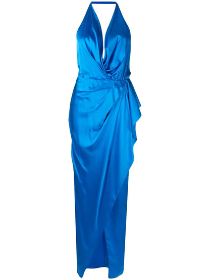 Satin Backless Halterneck Gown