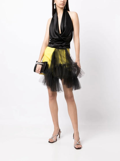 Tulle Panel Mini Skirt