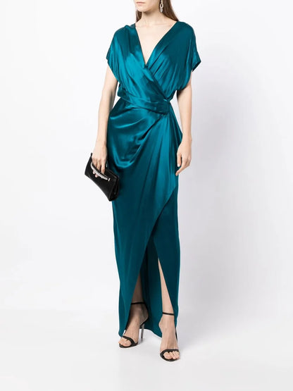 Wrap Drape-Detail Gown