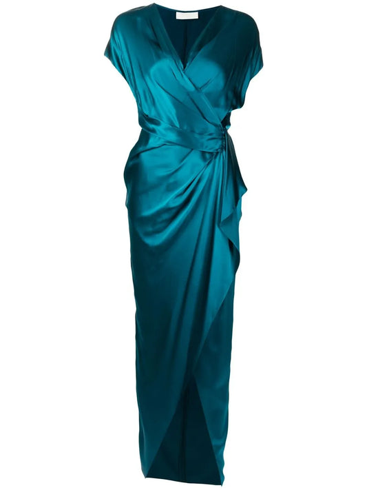 Wrap Drape-Detail Gown
