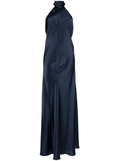 Backless Halter-Neck Tie Gown