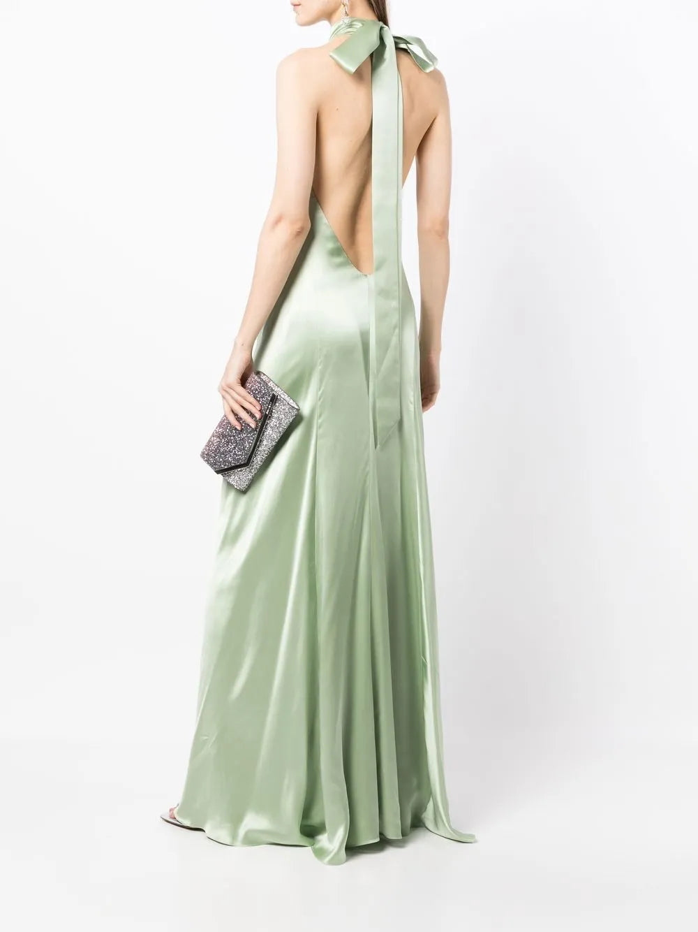 Backless Halter-Neck Tie Gown