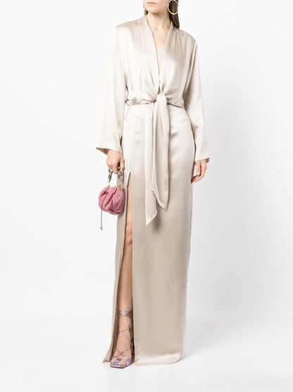 Tie Front Kimono Gown
