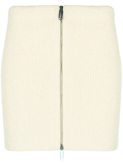 Zip-Front Knit Skirt