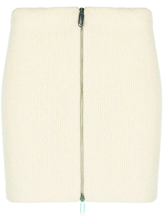 Zip-Front Knit Skirt