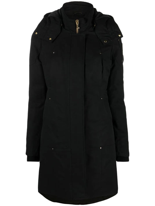 Logo-Plaque Hooded Coat