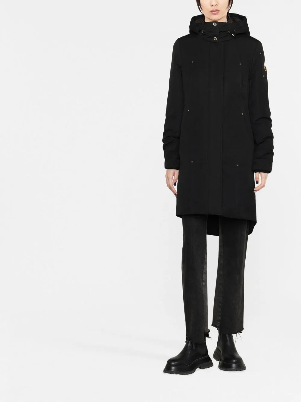 Logo-Plaque Hooded Coat
