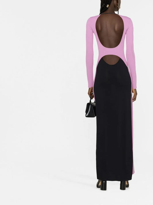 Colour-Block Cut-Out Maxi Dress