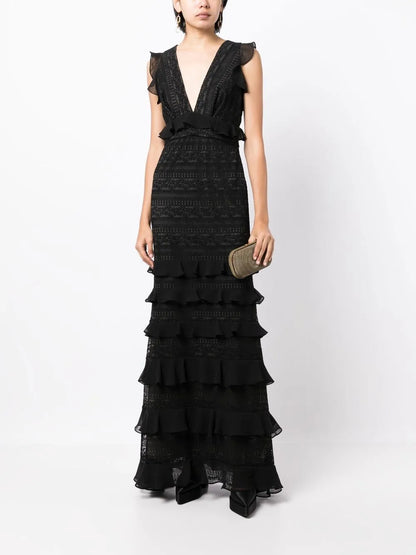 Serafina Lace Ruffled Gown