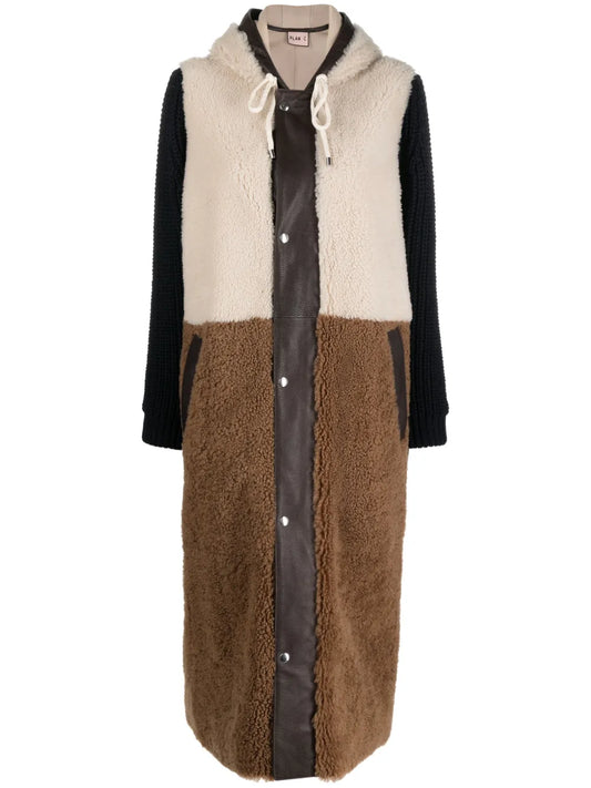 Long Patchwork Shearling Coat