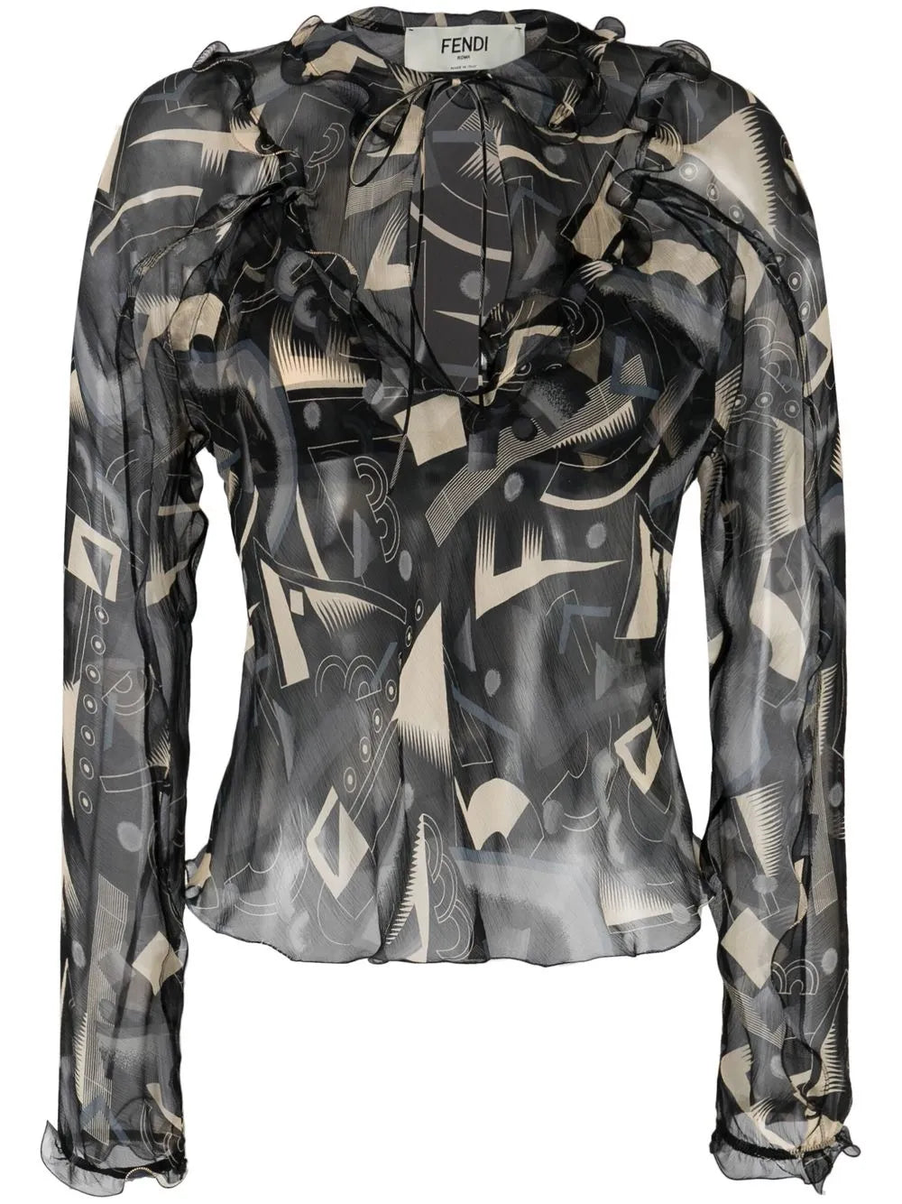 Silk Graphic Print Blouse