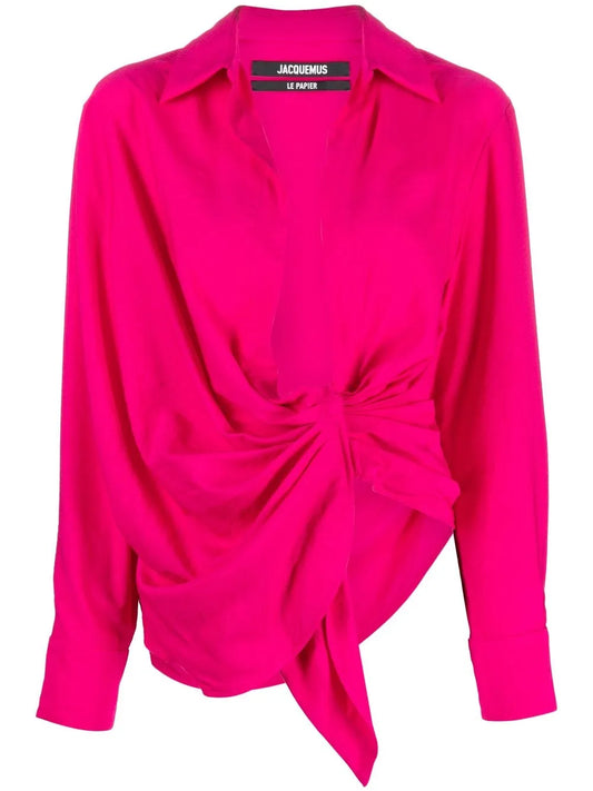 Knot-Detail Long-Sleeve Shirt