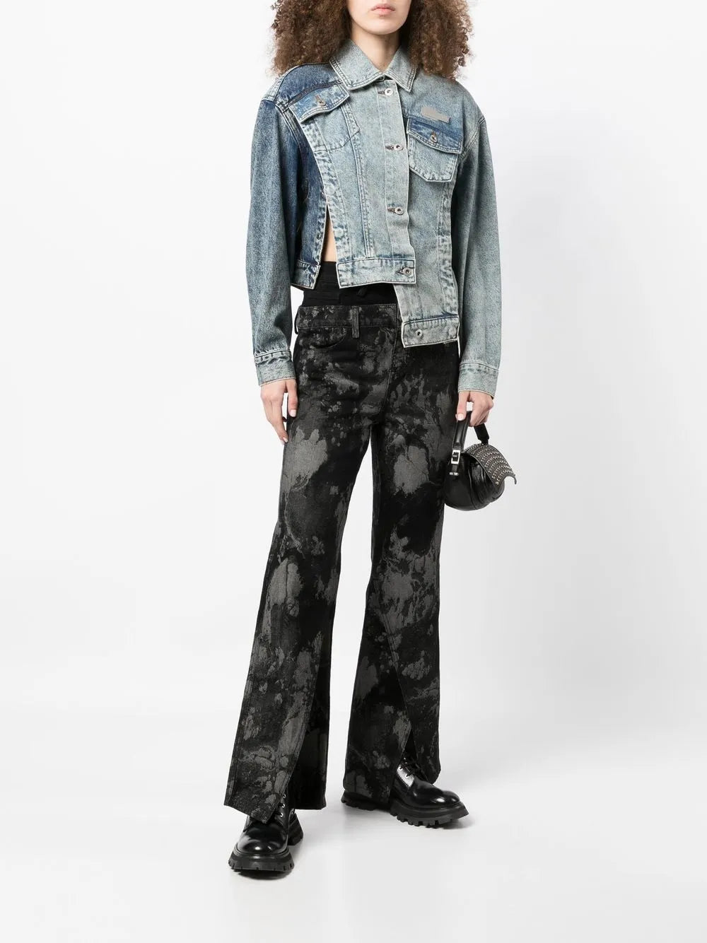 Embroidered Double-Waisted Flared Jeans