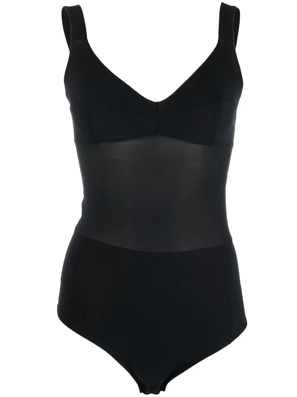 Transparent-Panel Sleeveless Bodysuit