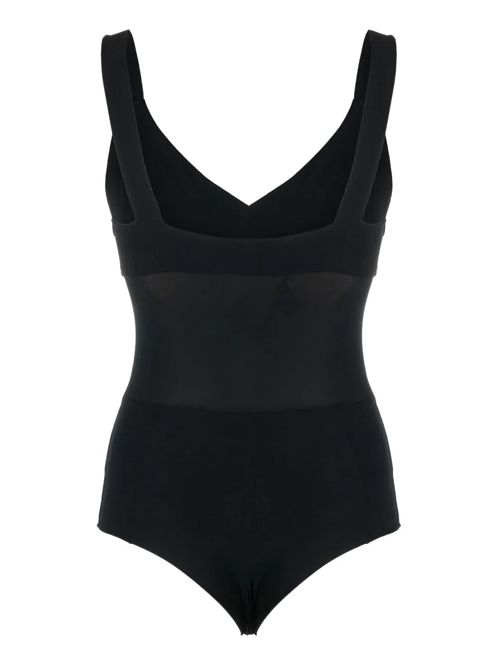 Transparent-Panel Sleeveless Bodysuit