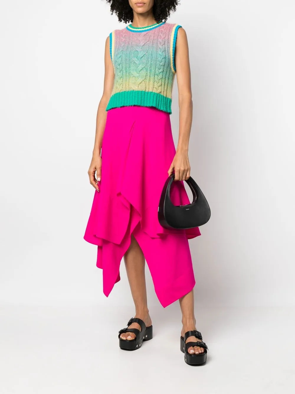 Asymmetric Wool Midi Skirt