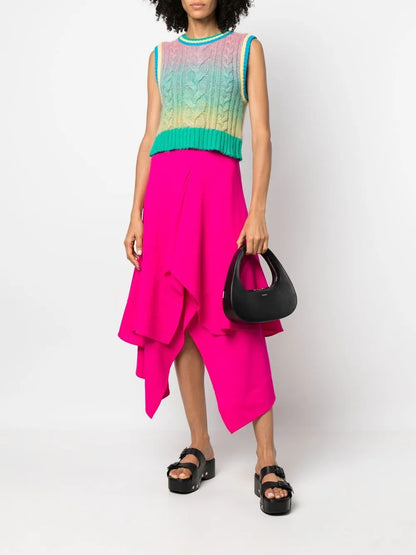 Asymmetric Wool Midi Skirt