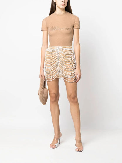 Pearl-Embellished Skirt
