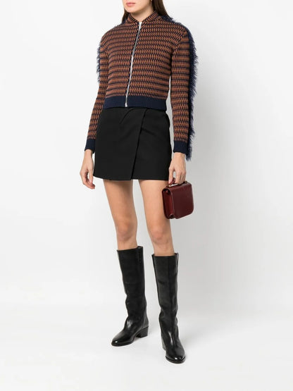 Cropped Patterned-Jacquard Jacket