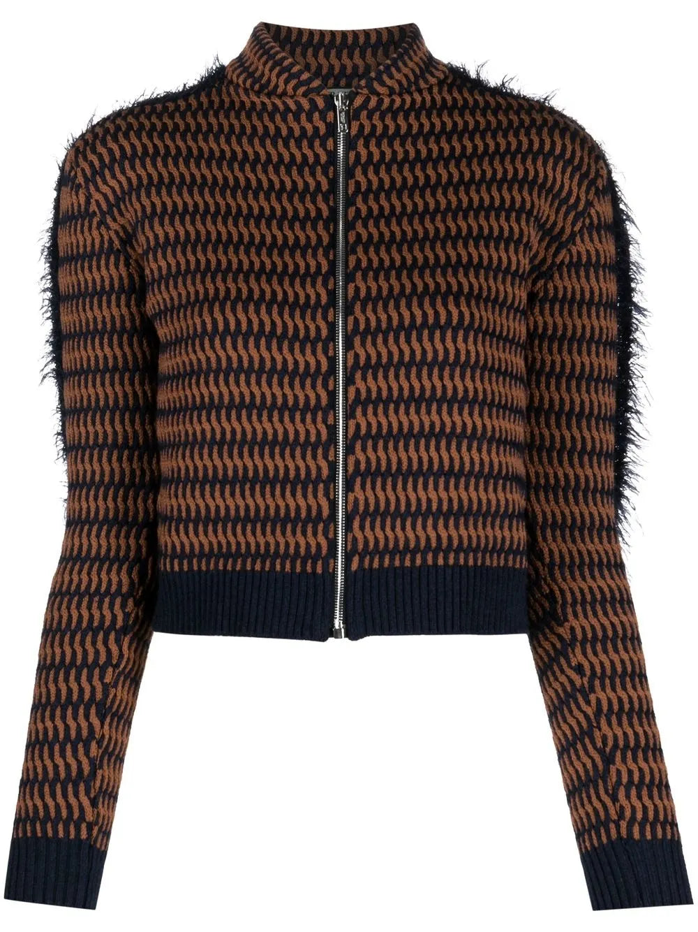 Cropped Patterned-Jacquard Jacket