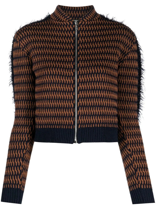 Cropped Patterned-Jacquard Jacket