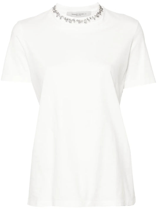 Rhinestone-Embellished Cotton T-Shirt