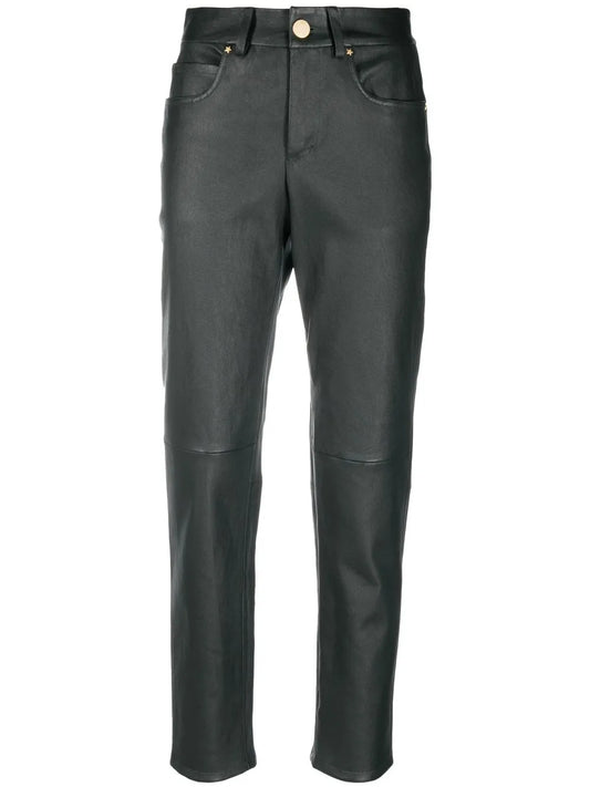 Slim-Cut Leather Trousers