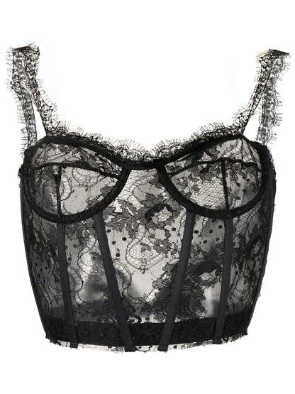Lace-Detail Bustier Top
