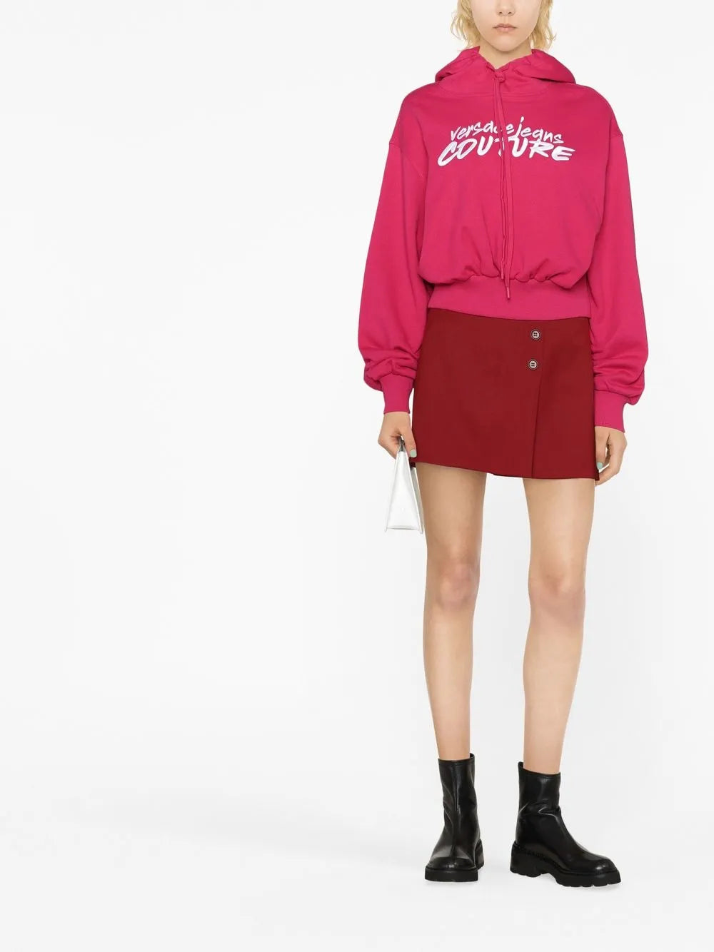 Logo-Embroidered Cropped Hoodie