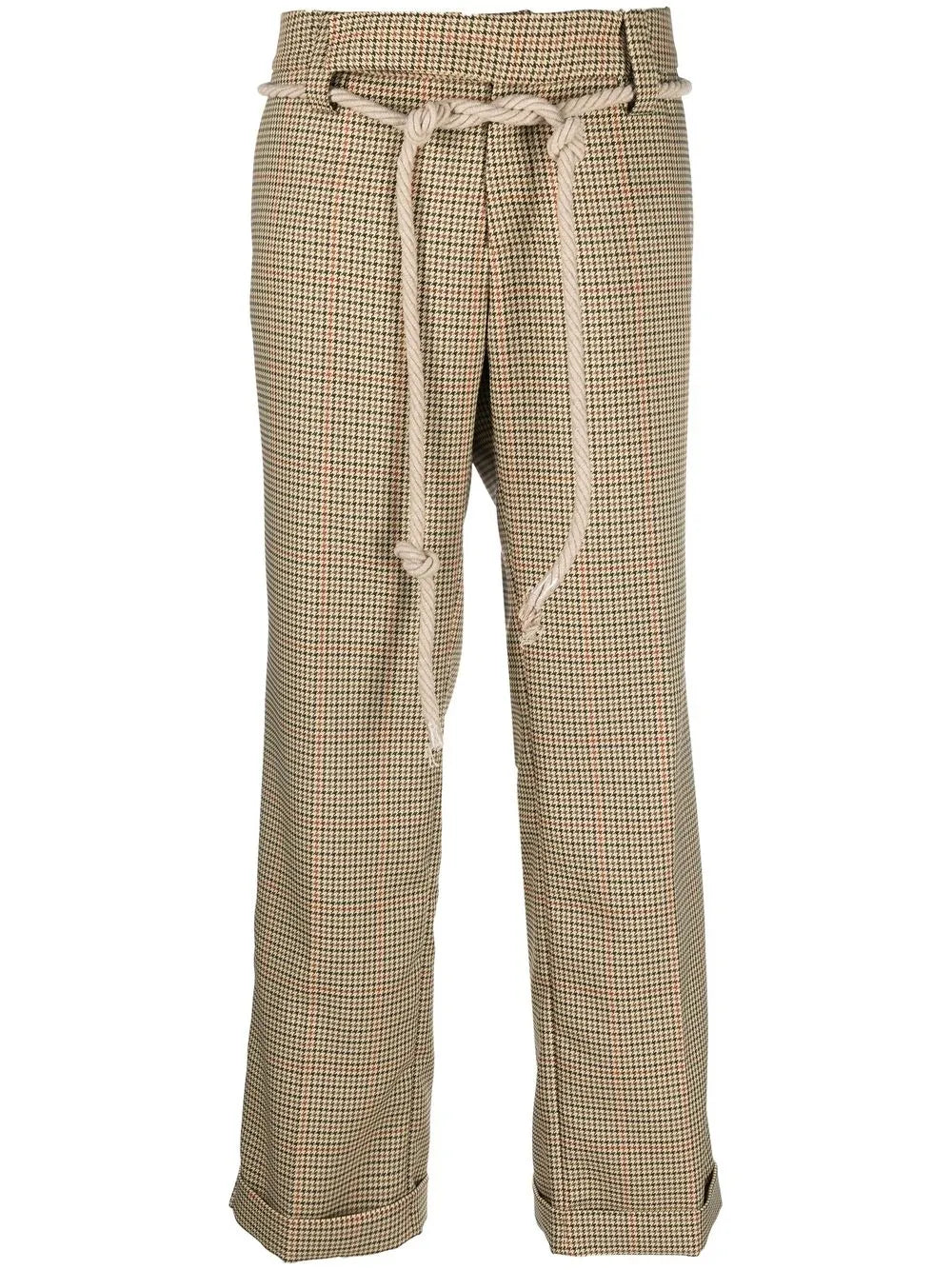 Check Belted-Waist Trousers