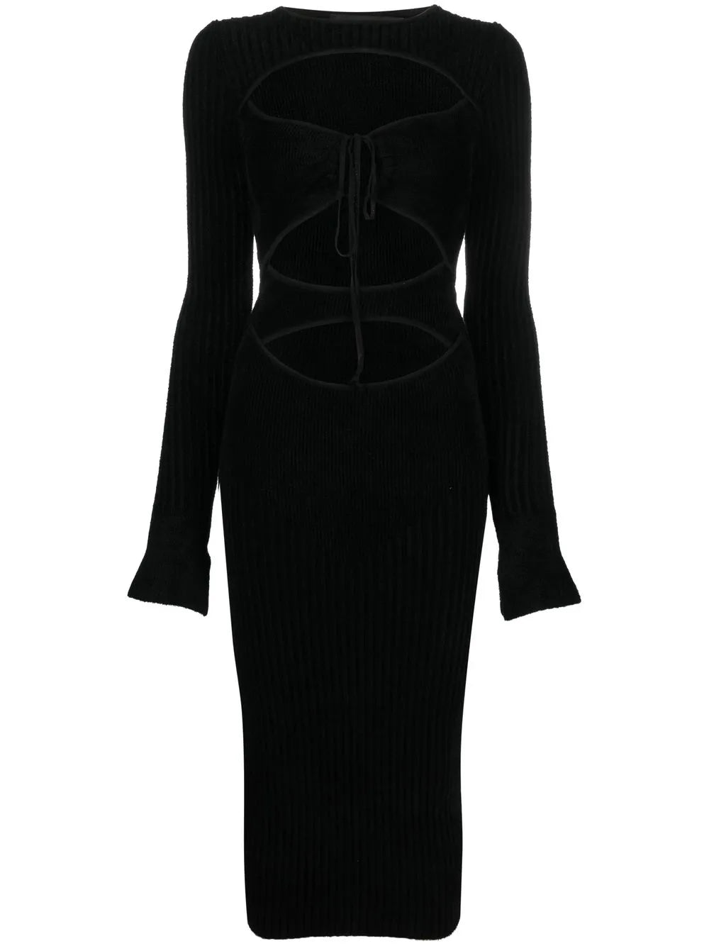 Cut-Out Ribbed Midi Dress