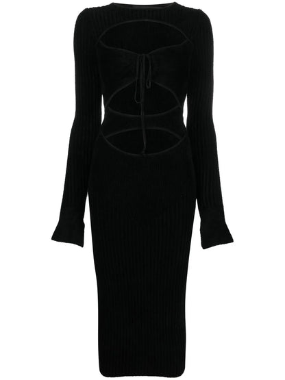 Cut-Out Ribbed Midi Dress