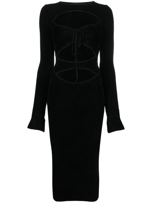 Cut-Out Ribbed Midi Dress