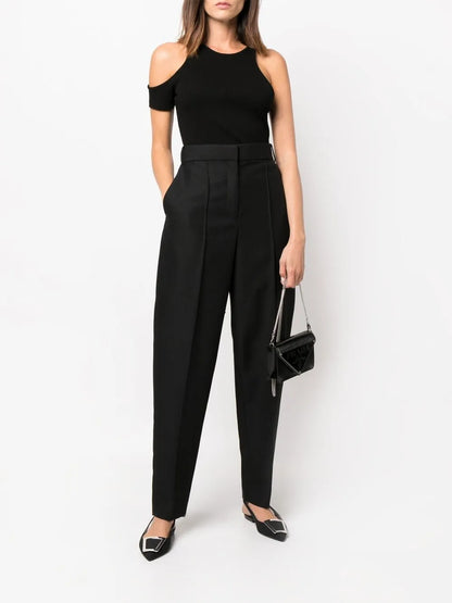 High-Waisted Tapered Trousers