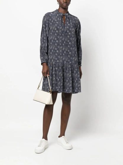 Printed Peplum-Hem Dress