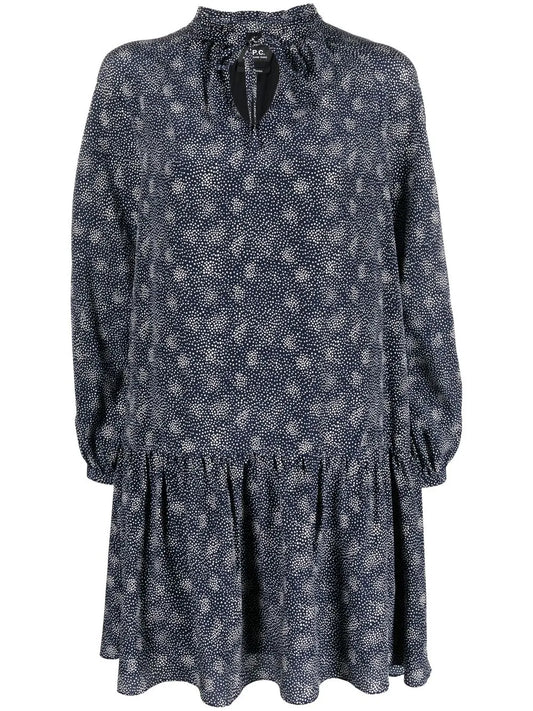 Printed Peplum-Hem Dress