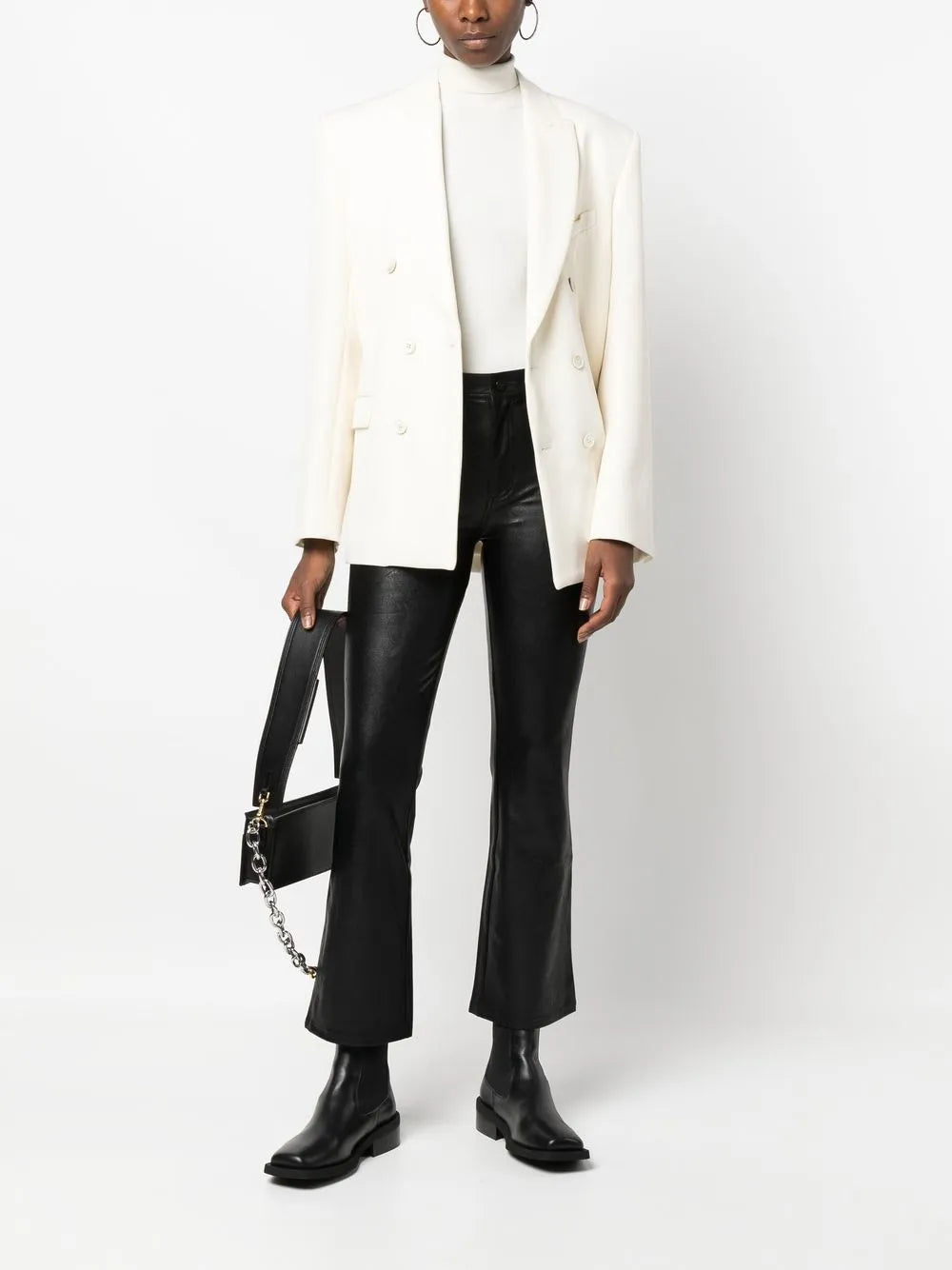 Flared Faux-Leather Trousers