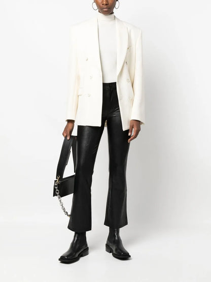 Flared Faux-Leather Trousers