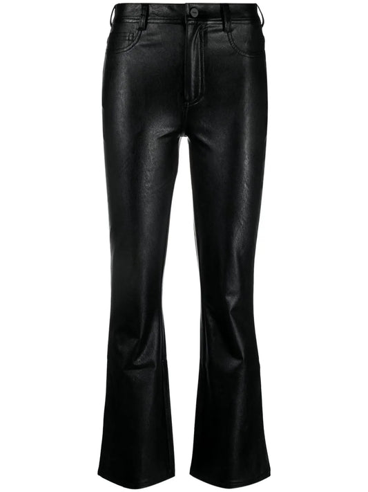 Flared Faux-Leather Trousers