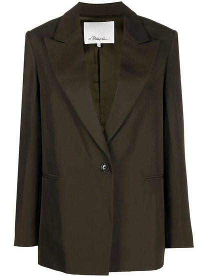 Peak-Lapel Single-Breasted Blazer