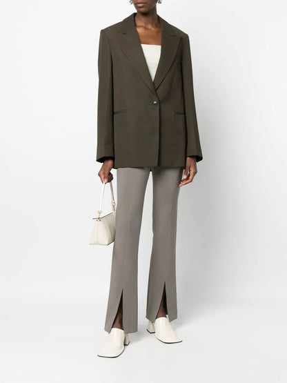 Peak-Lapel Single-Breasted Blazer