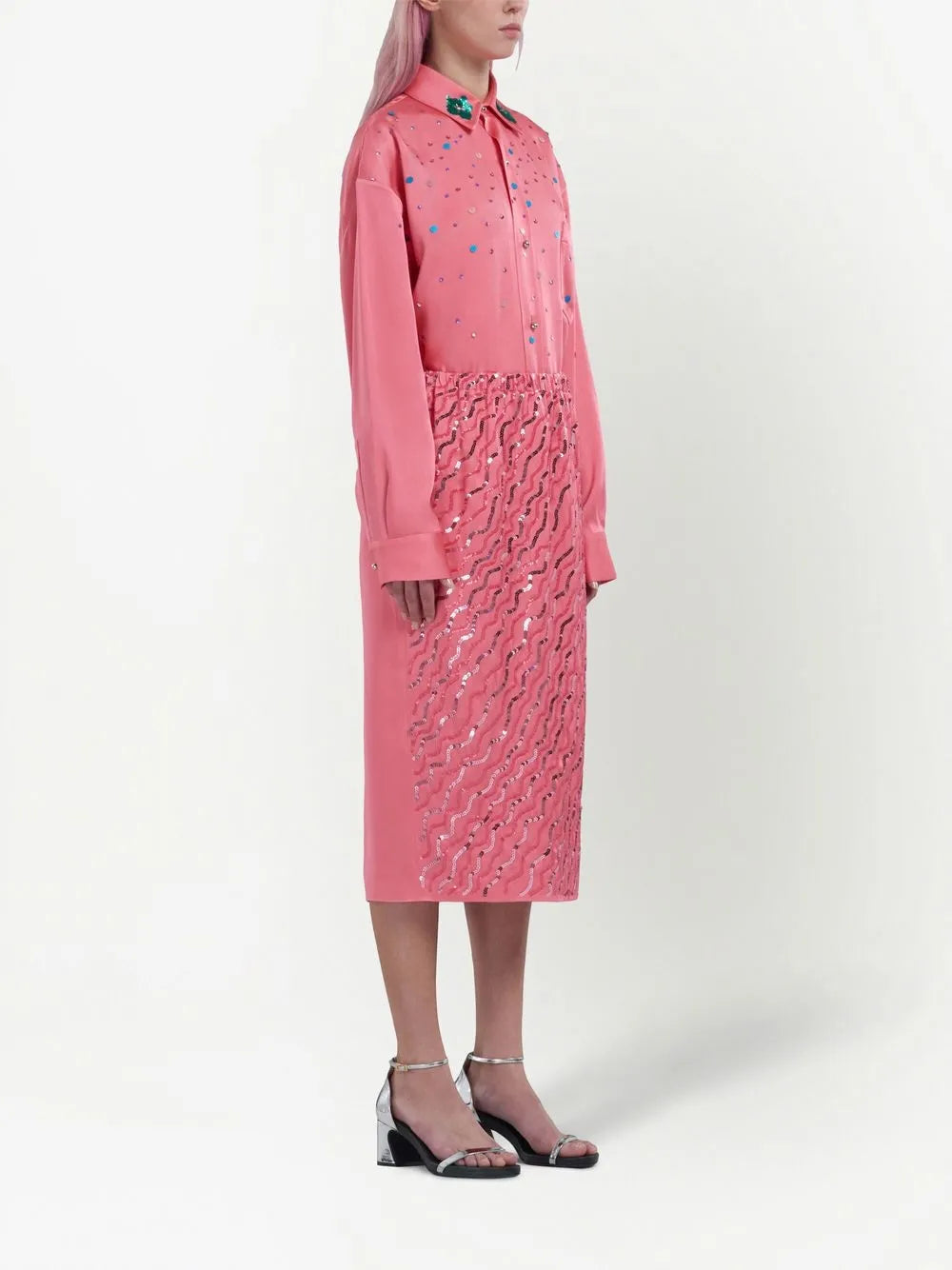 Sequin-Embellished Oversized Shirt
