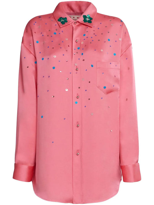 Sequin-Embellished Oversized Shirt